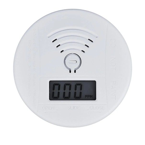 Rund kuliltedetektor CO-alarm LED-display Hørbar alarm Batteridrevet vægmonteret hjemmealarm 1