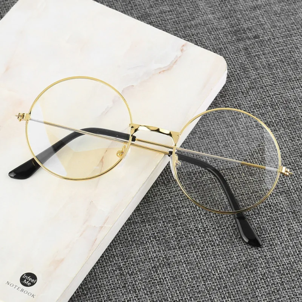 Runde Brille aus Metall mit Blaulichtfilter, elegantes Design, Computerbrille, Augenschutz, Arbeits- und Freizeitkleidung golden