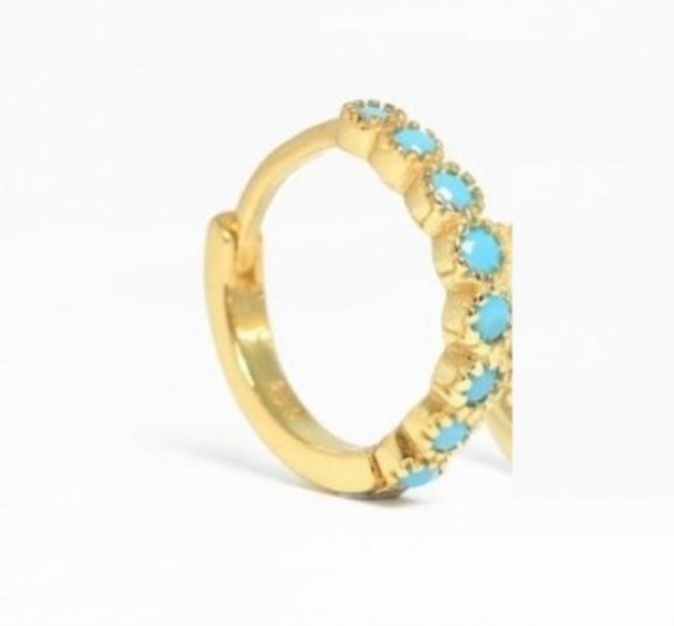 Runde Damenohrringe mit blauen Steinen golden 6 mm
