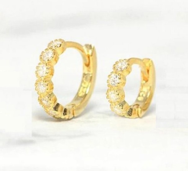 Runde Damenohrringe mit Steinen A1644 golden 6 mm