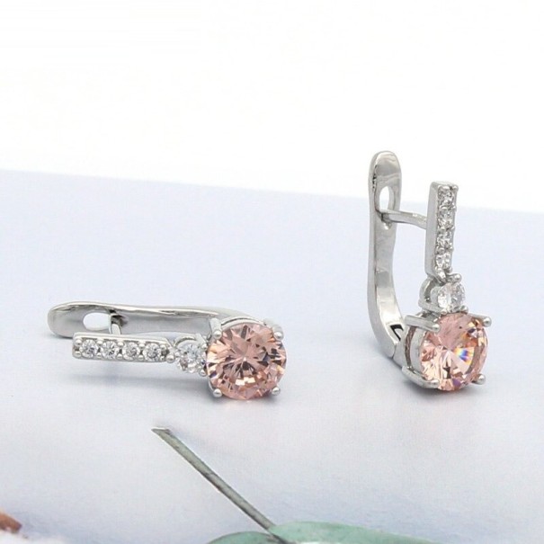 Runde Damenohrringe mit Zirkonen G548 apricot 2