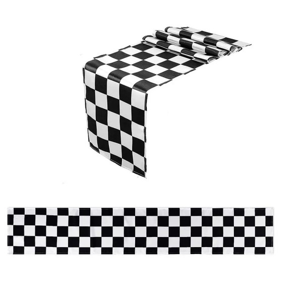 Runner da tavolo 30 x 183 cm Runner da tavolo a scacchi Striscia decorativa in poliestere per tovaglia Decorazione per festa di corsa Motivo motorsport 1
