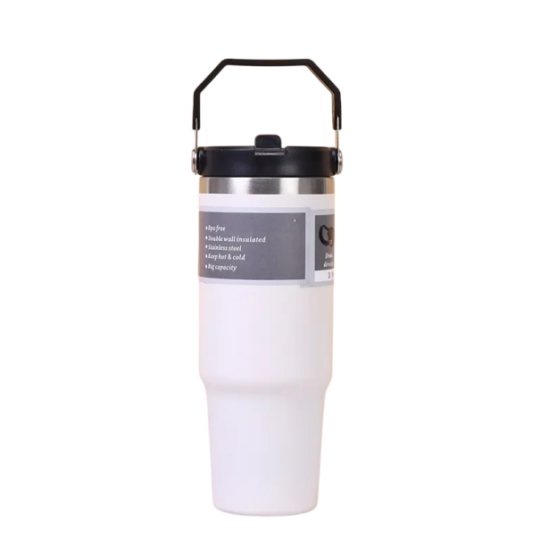 Ruostumaton termosk 890 ml 7 x 30 cm Vakuumieristetty juomapullo Matkatermosvesipullo Kahvi Tee Ulkoilu Vaellus valkoinen