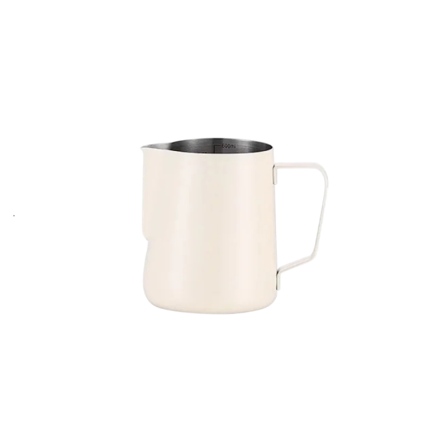 Ruostumattomasta teräksestä valmistettu maidonvaahdotuskannu 350 ml 9 × 8 cm Ammattimainen kannu cappuccino latte art kotikäyttöön ja baaristiseen käyttöön beige