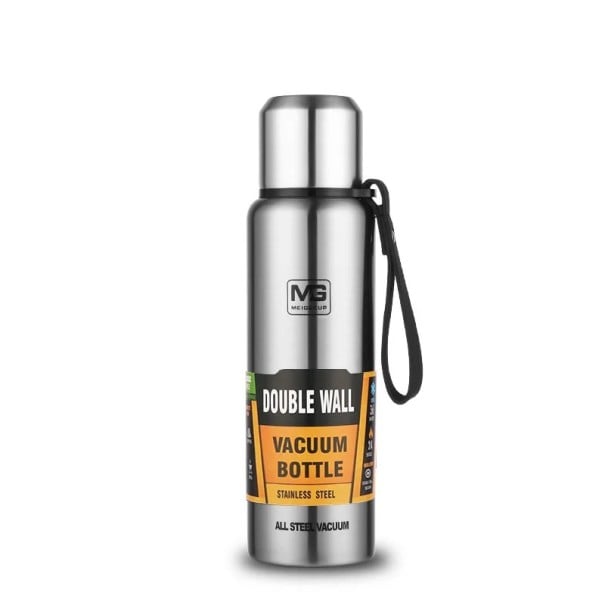 Ruostumattomasta teräksestä valmistettu termospullo 500 ml Kaksinkertainen tyhjiöeristys Termospullo kuumille ja kylmille juomille Kestävä matkatermos vuotamattomalla kannella Käytännöllinen matkoilla hopeinen