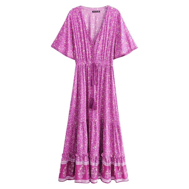Rüschen-Maxikleid dunkelrosa L