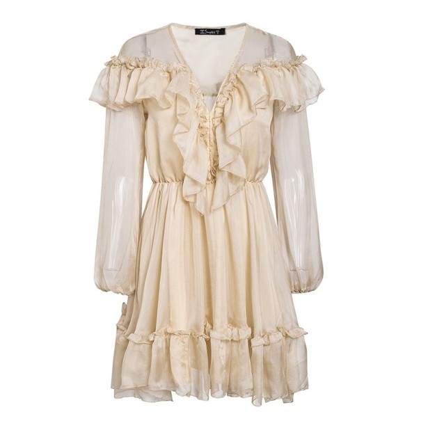 Rüschenkleid mit langen Ärmeln XS