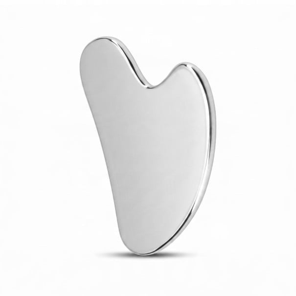 Rustfri Gua Sha plade i hjerteform 6 x 4,1 cm Massage skraber i rustfrit stål Sølv Værktøj til ansigts-, hals- og kropsmassage 1
