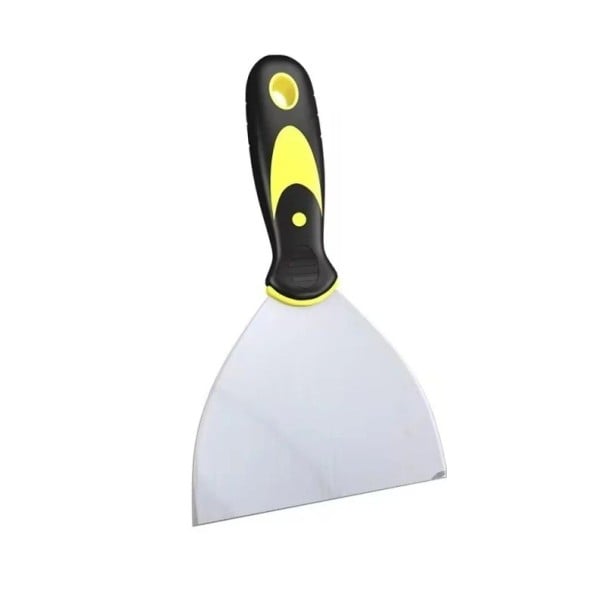 Rustfri spartel 20,3 × 12,5 cm bred maler spartel med ergonomisk håndtag sort-gul værktøj til rengøring af overflader 1