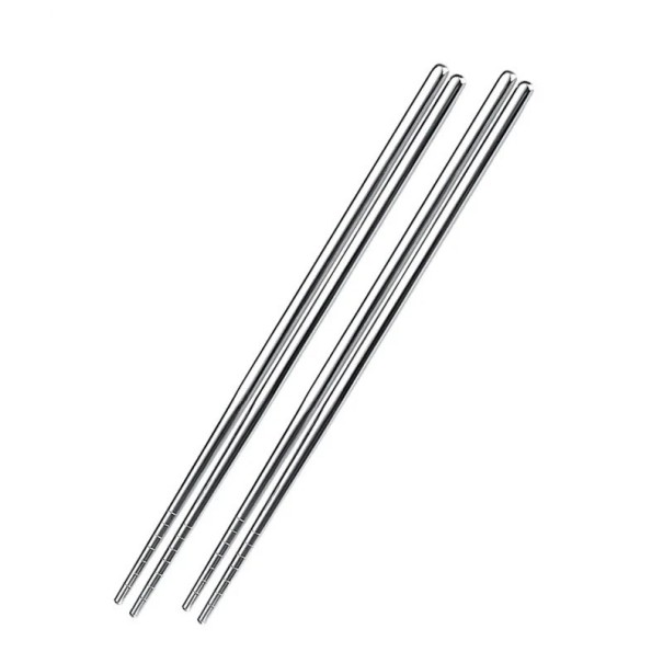 Rustfrie spisepinde Protisklidende metalpinde til sushi nudler ris Genanvendelige kinesiske japanske koreanske bestik 2 par 1