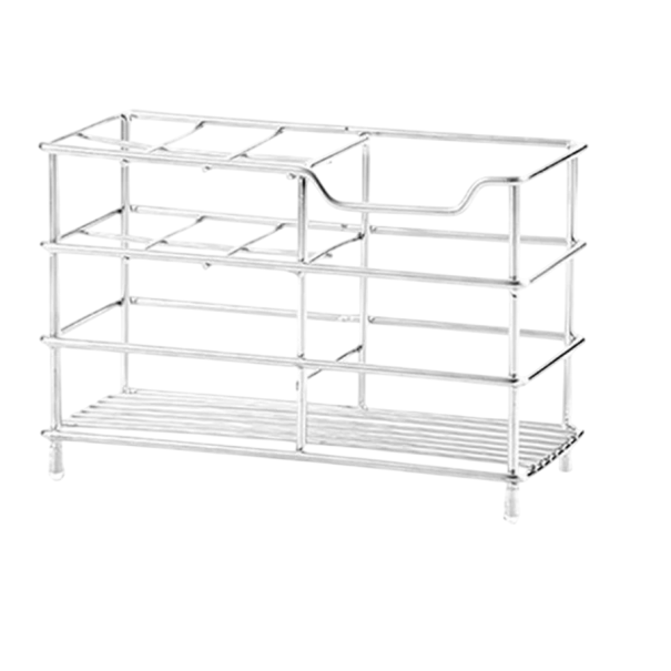 Rustfrit badeværelsesstativ til tandbørster og kosmetik 15,3 x 10,2 cm Fritstående organizer med rum til makeupbørster og tilbehør sølv