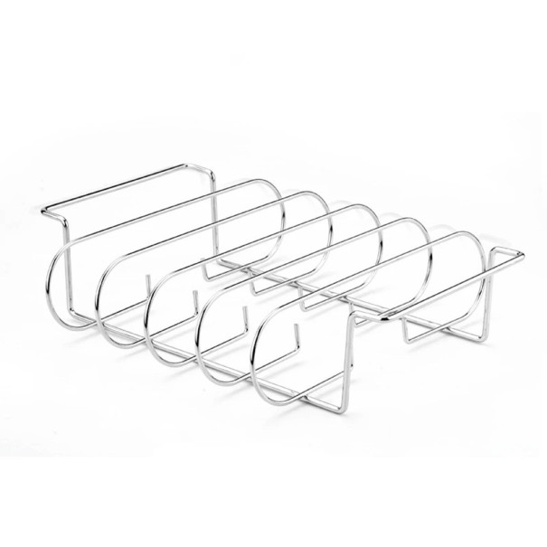 Ruszt do grillowania żeberek 25,3x31,3 cm Ruszt stalowy z powłoką zapobiegającą przywieraniu na 4 kawałki mięsa Ruszt do pieczenia żeberek do grilla gazowego i piekarnika srebrny
