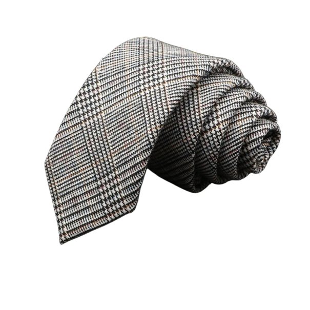 Rutig bomullsslips för män Elegant smal slips Modern mönstrad slips 145 x 6 cm Snygg accessoar för män för arbete och sociala evenemang beige