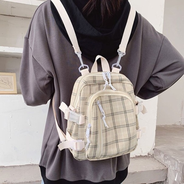 Rutig ryggsäck för damer E888 beige