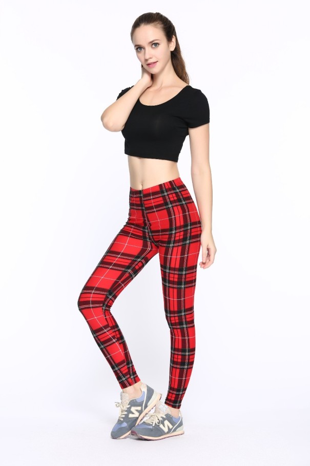 Rutiga leggings för kvinnor J518 1