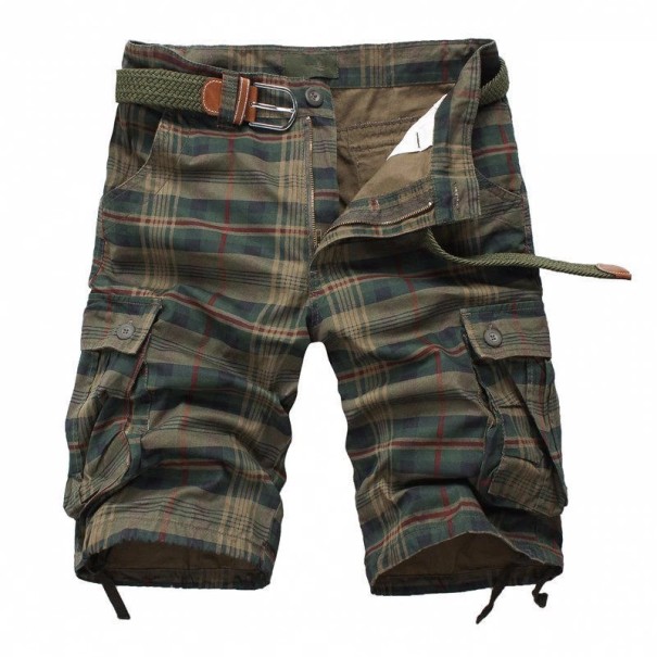 Rutiga shorts för män A2482 armégrön 30