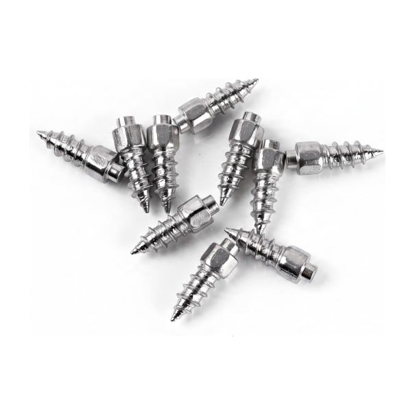 Rutschfeste Spitzen für Reifen und Sohlen 10 Stk Schraubbare Winterspitzen 12 mm Wolframstahl Silber Für Auto Motorrad Fahrrad und Schuhe 1