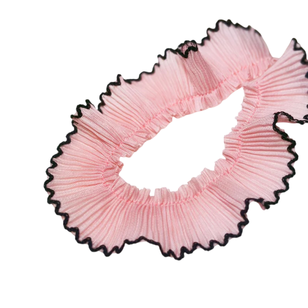 Růžová krajková stuha 3 cm x 91 cm Šifonová dekorativní stuha s ozdobným okrajem Ozdobná krajka na šití oděvů dekorací DIY černá