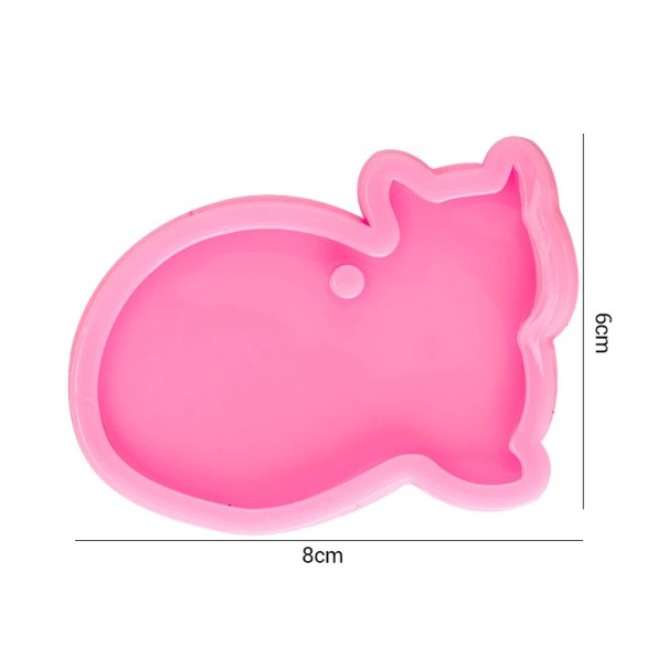 Růžová silikonová forma na pryskyřici 8 × 6 cm Forma ve tvaru kočky Silikonová forma na šperky a přívěsky 1