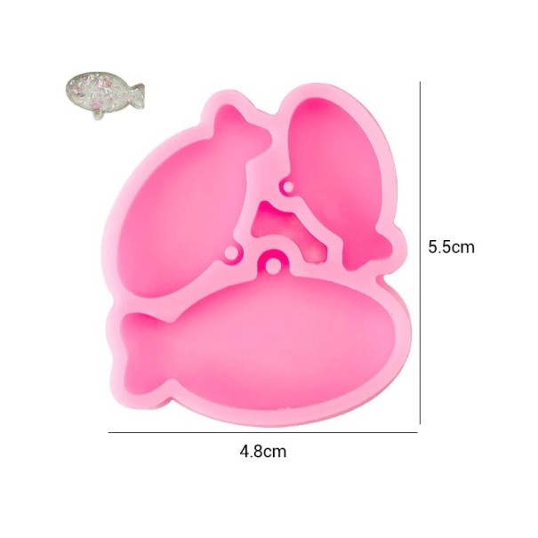 Růžová silikonová forma ryby 5,5 x 4,8 cm 3 tvary na odlévání z pryskyřice výroba přívěsků klíčenek dekorací 1