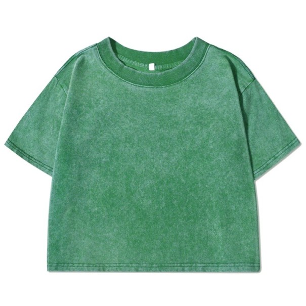 Růžové dámské crop tričko Krátký top s krátkým rukávem Streetwear styl Pohodlný střih Bavlněný materiál Letní móda Casual oblečení zelená XL