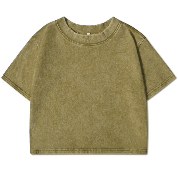 Ružové dámske crop tričko Krátky top s krátkym rukávom Streetwear štýl Pohodlný strih Bavlnený materiál Letná móda Casual oblečenie hnedá S