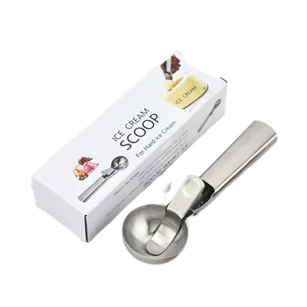 RVS ijs- en fruitlepel 19 x 5,7 cm Keukenlepel van staal Multifunctionele lepel met twee functies voor fruit en desserts 1