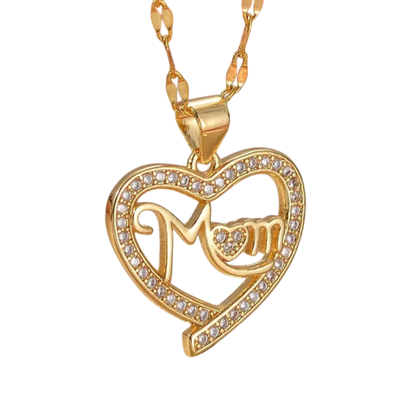 Rvs ketting met hartvormige hanger Mom Elegante gouden sieraden Cadeau voor mama Moederdag Kerst 1