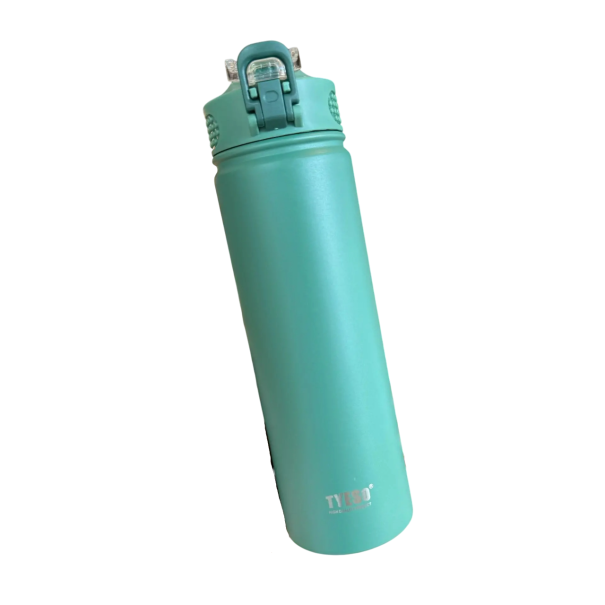 RVS thermoskan met rietje 600 ml Dubbelwandige vacuümisolatie Thermosfles voor warme en koude dranken Reisthermoskan met lekvrije deksel Lichtgewicht en duurzaam groen