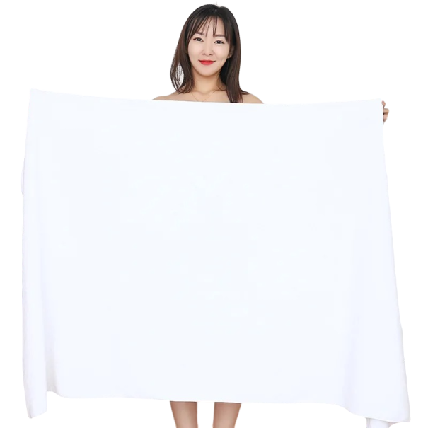 Rychleschnoucí osuška Měkká bavlněná osuška Rychleschnoucí ručník Měkký bavlněný ručník 140 x 70 cm bílá