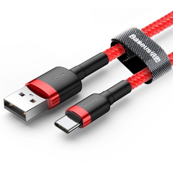 Rýchlonabíjací dátový kábel USB-C / USB červená 1 m