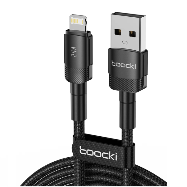 Rýchlonabíjací kábel 3 m USB A na iPhone Lightning hliníkový dátový kábel 2,4 A čierny kábel pre iPhone rýchle nabíjanie a synchronizáciu dát 1