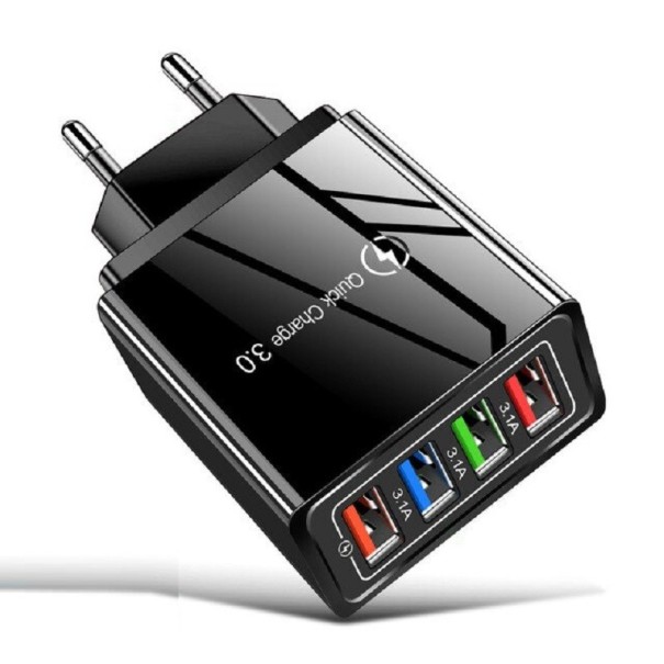 Rychlonabíjecí adaptér 4 USB porty černá