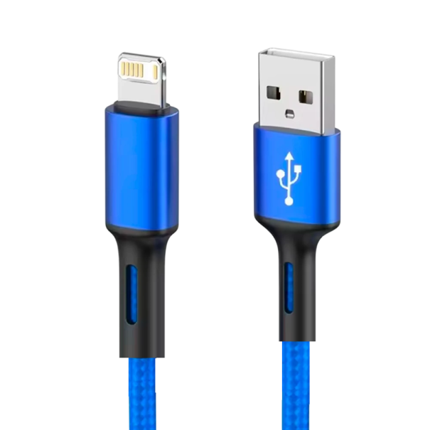 Rychlonabíjecí datový kabel USB A na iPhone Lightning 25 cm 3A pevný krátký kabel pro iPhone iPad rychlé nabíjení a přenos dat 480 Mbps modrá
