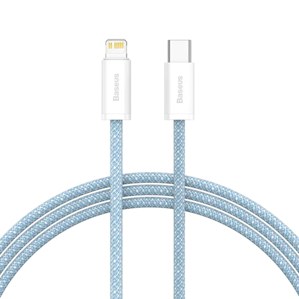 Rychlonabíjecí opletený kabel USB C na Lightning 1 m 20W/27W PD 3A rychlé nabíjení iPhone iPad powerbanky rychlý přenos dat 480 Mbps modrá