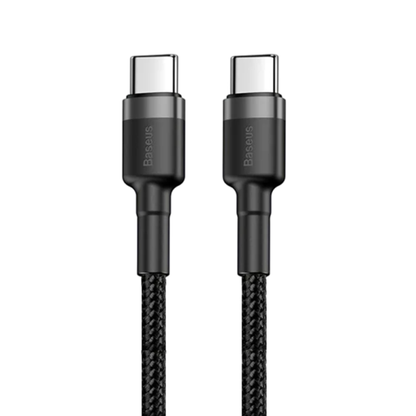Rychlonabíjecí USB-C kabel 1 m 5A 60W Power Delivery QC3.0 USB typu C na typ C nabíjecí a datový kabel 480 Mbps duální kabel pro rychlé nabíjení šedá