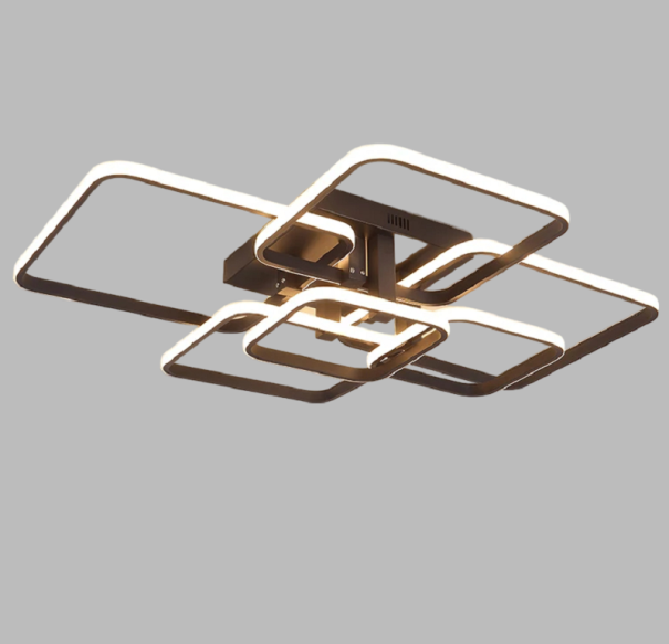 Ρυθμιζόμενος LED πολυέλαιος σε σχήμα 6 τετραγώνων 98 W 85-265 V Σύγχρονος φωτισμός οροφής με έλεγχο Μινιμαλιστικός τετραγωνικός πολυέλαιος 79 x 70 x 15 cm μαύρο