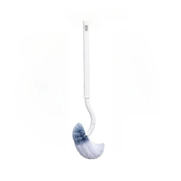 S alakú falra szerelhető WC kefe hosszú nyéllel 39 × 11 cm puha sörtékkel toalett tisztító kefe fürdőszobai kiegészítő fehér