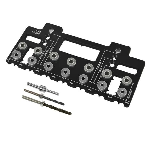 Șablon de ghidare pentru găurirea orificiilor dispozitiv ajustabil pentru dibluri și rafturi set din aluminiu pentru găurire precisă a mobilierului negru