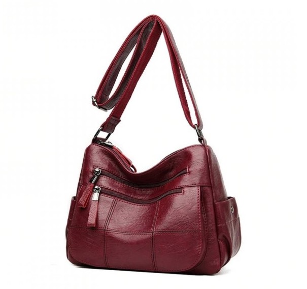 Sac à bandoulière en cuir pour femme M711 bordeaux