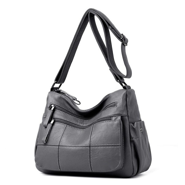 Sac à bandoulière en cuir pour femme M711 gris foncé