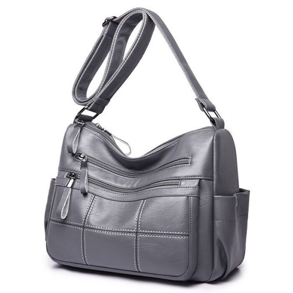 Sac à bandoulière en cuir pour femme M729 gris