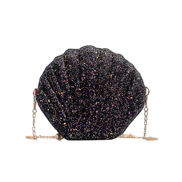 Sac à bandoulière pour femme en forme de coquillage noir