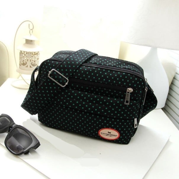 Sac à bandoulière pour femmes avec motif à pois Compartiment principal et poches avant zippées Sangle réglable Nylon et polyester 29 x 17 x 6 cm 5