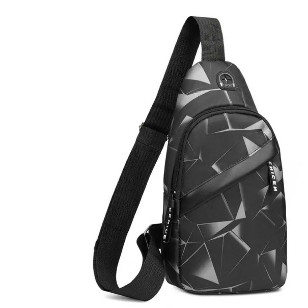 Sac à bandoulière sportif léger 31×16×8 cm Unisexe sac à dos poitrine à porter sur l'épaule Sac de voyage extérieur avec grande poche pour hommes et femmes noir