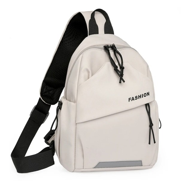 Sac à bandoulière unisexe en nylon avec sangle réglable et fermeture éclair Sac de sport léger Sac de voyage extérieur blanc