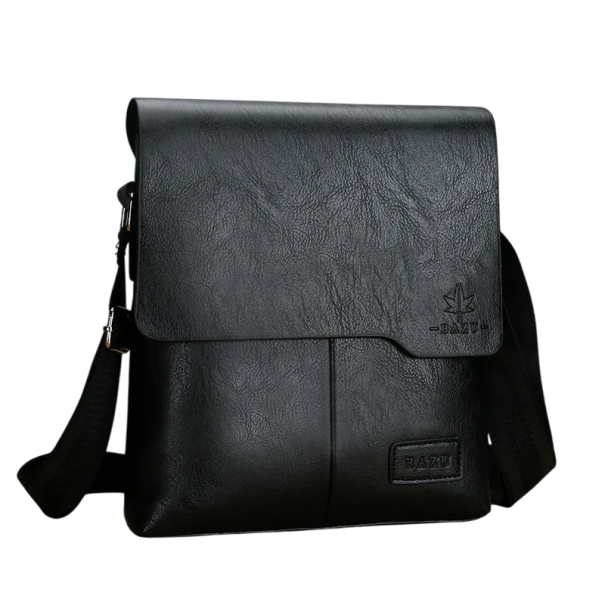 Sac à bandoulière vintage pour homme de luxe 22×26×5 cm Sac business en cuir synthétique marron et noir Sac élégant pour homme noir