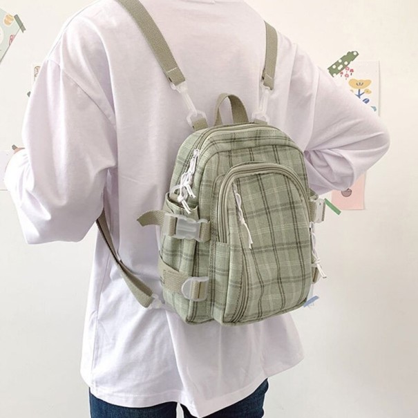 Sac à dos à carreaux pour femmes E888 vert armée