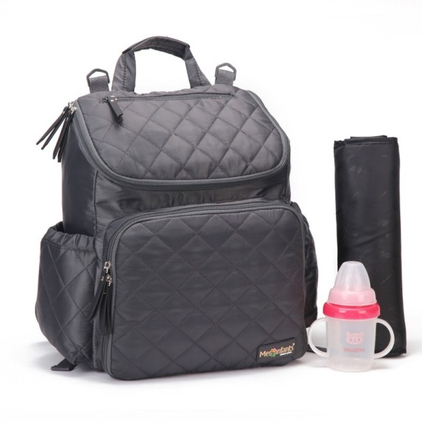 Sac à dos à langer matelassé gris