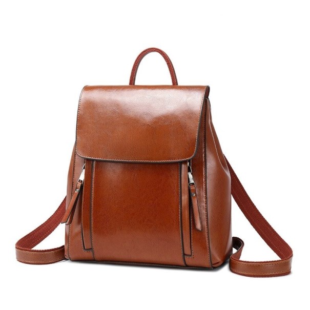 Sac à dos en cuir pour femme E798 marron